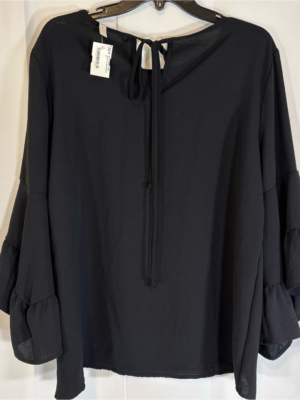 Black Ruffle-Sleeve Blouse - Picture 3 of 4